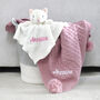 Personalised Kitten Comforter And Cable Blanket Pink, thumbnail 2 of 11
