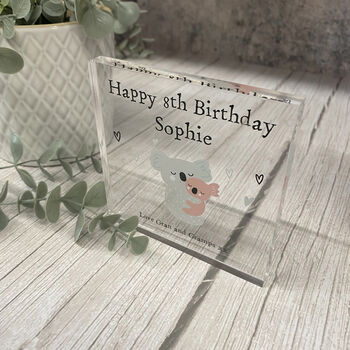Personalised Koala Acrylic Birthday Block Gift, 6 of 6