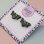 Black Bat Glitter Halloween Resin Studs, thumbnail 4 of 4