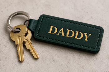 Personalised Vegan Leather Fathers Day Keyring, 3 of 3