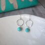 Turquoise Hammered Silver Circle Earrings, thumbnail 4 of 6