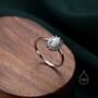 White Opal Cz Halo Oval Ring In Sterling Silver, thumbnail 9 of 12