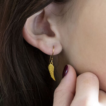 Dainty Gold Plated Angel Wing Earrings, 3 of 11