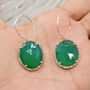 Green Onyx Silver Dangle Earrings: Oval Drop, thumbnail 2 of 4