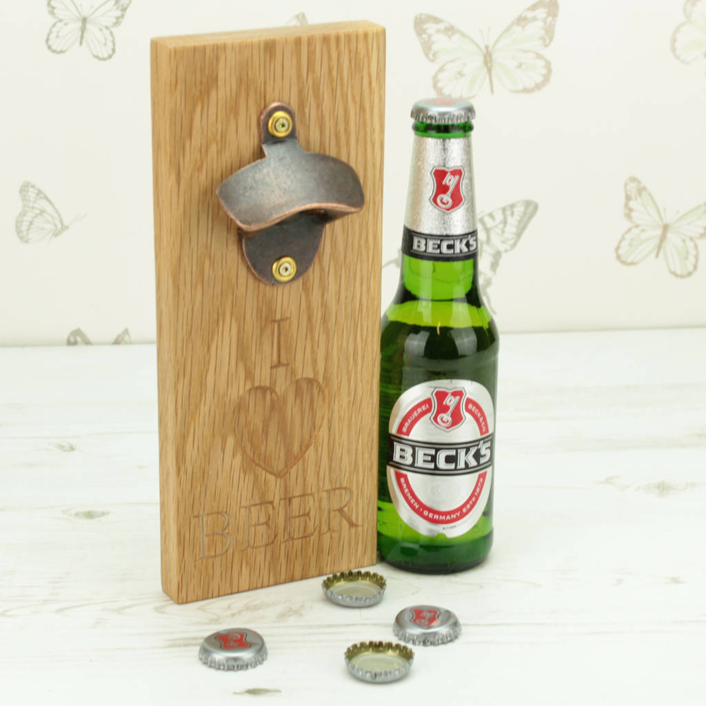 personalised oak wall mounted bottle opener by dreams to reality design