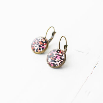 Pink Leopard Pattern Earrings, 7 of 10