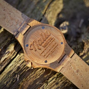 Nalu Small Bamboo Watch With Natural Cork Strap, 4 of 8