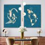 Blue Gold Koi Fish Wall Art Original Artwork Print, thumbnail 1 of 4