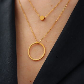 Gold Plated Layered Circle Pendant Necklace, 3 of 6