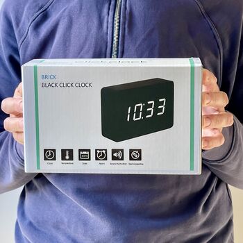 Brick Black Click Clock White LED, 3 of 7