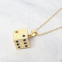 Lucky Dice Dainty Charm Gold Plated Necklace, thumbnail 1 of 5