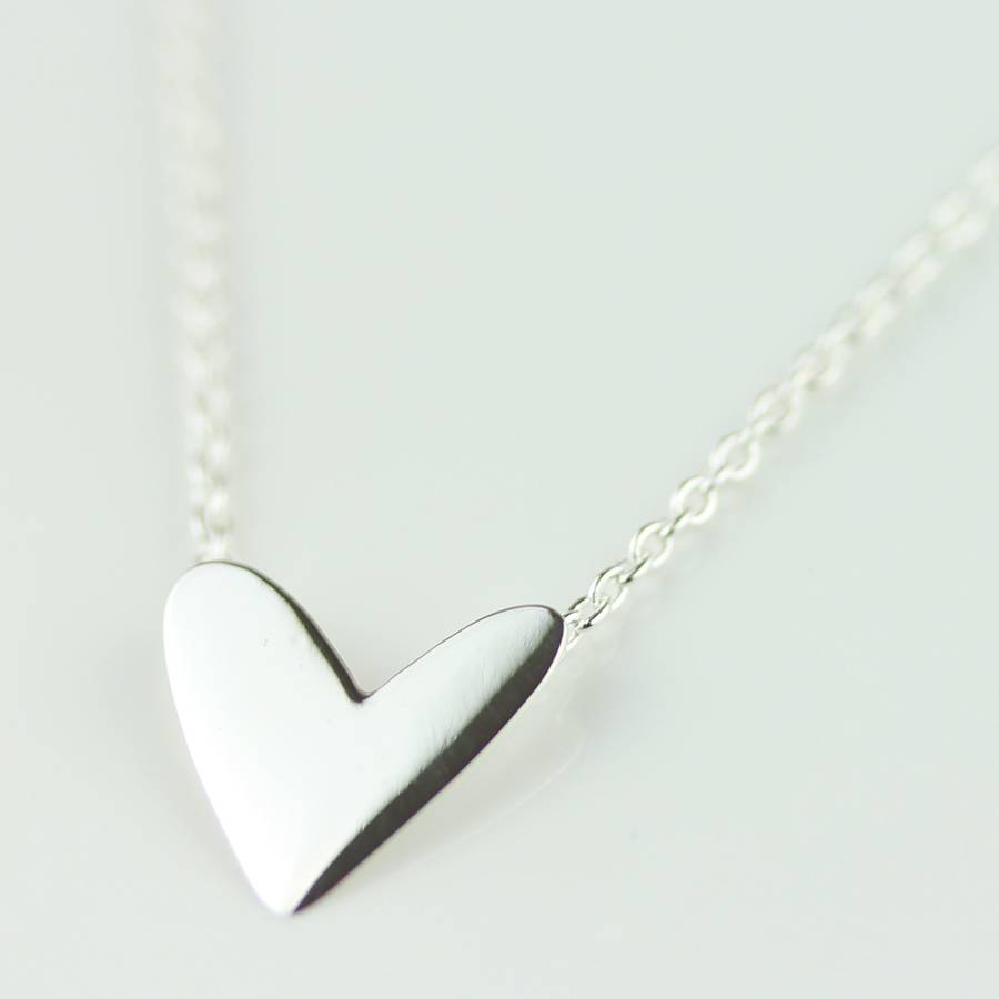 Cariad Polished Silver Heart Necklace By Nest | notonthehighstreet.com