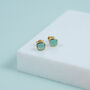 Brooklyn Aqua Chalcedony And Gold Plated Studs, thumbnail 1 of 4
