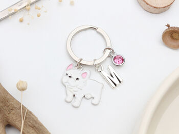 Personalised White French Bulldog Keyring, 2 of 9