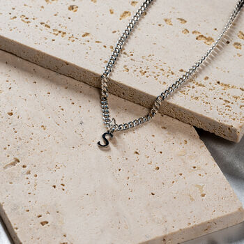Mini Initial Necklace With 3mm Cuban Chain, 9 of 11