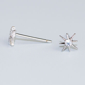 Sterling Silver Crystal Star Stud Earrings, 3 of 5