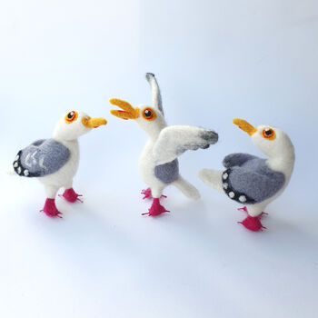 Needle Felted Seagull Decoration Standing Ornament, 4 of 10