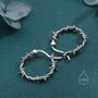 Sterling Silver Barbed Wire Hoops With Oxidised Finish, thumbnail 6 of 11