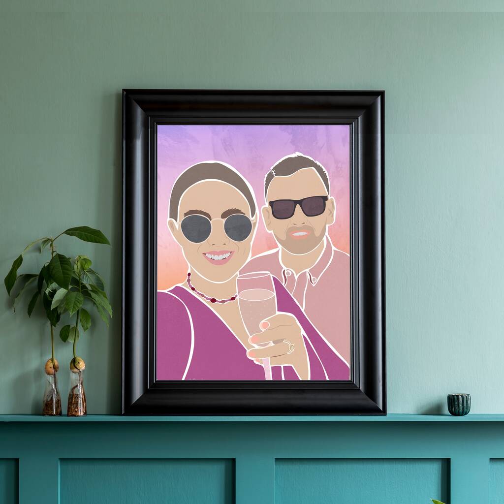 Custom Wedding Engagement Couple Family Portrait Art, 1 of 6