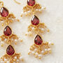 Garnet Seed Pearl Gold Plated Silver Long Drop Earrings, thumbnail 1 of 12