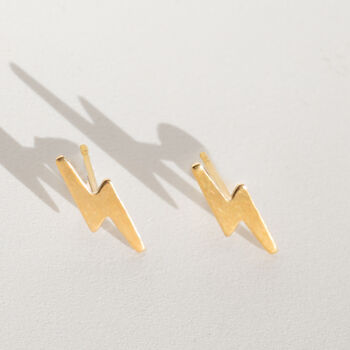 Gold Filled Lightning Bolt Stud Earrings, 2 of 10