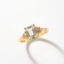 Green Amethyst Emerald Cut Ring In Sterling Silver And Gold, thumbnail 8 of 12