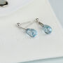 Sterling Silver Blue Flecked Crystal Dangle Stud Earrings, thumbnail 1 of 6