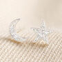 Moon And Star Crystal Stud Earrings, thumbnail 3 of 6