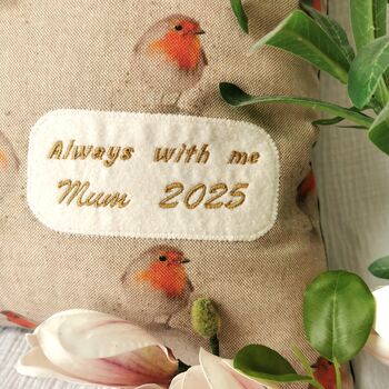 Personalised Robin Cushion, Remembrance Pillow Keepsake, 5 of 10