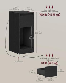 Slim Bedside Table Charging Station LED, 2 of 6