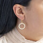 Gold Plated Pearl Sunburst Earrings, thumbnail 3 of 6