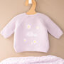 Personalised Baby Cardigan With Daisy And Name Embroidery, thumbnail 6 of 12