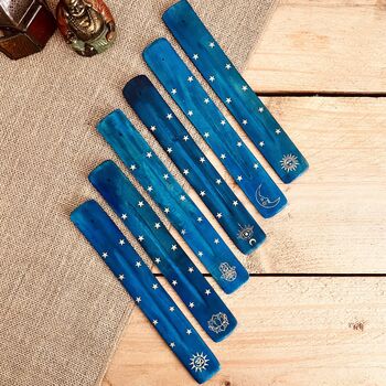 Wooden Incense Holders In Midnight Blue And Gold, 3 of 12