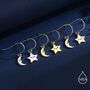 Extra Tiny Kawaii Star And Moon Dangle Drop Hook Earrings In Sterling Silver, thumbnail 6 of 12