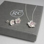 Silver Birthstone Necklace And Stud Earrings Set, thumbnail 1 of 8