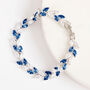 Crystal And Blue Colour Leaf Design Tennis Bracelet, thumbnail 1 of 4