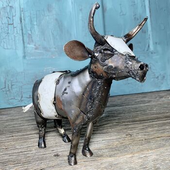 Recycled Metal Cow Garden Decoration Art098, 2 of 5