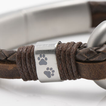 Personalised Memorial Antique Brown Leather Urn Bracelet For Ashes, 5 of 9