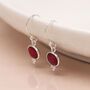 Sterling Silver Oval Ruby Drop Earrings, thumbnail 3 of 10