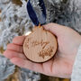 Engraved Cherry Wood Named Christmas Bauble, thumbnail 1 of 3
