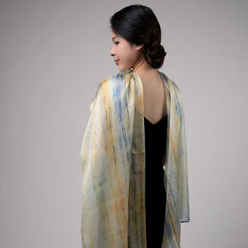 100% Mulberry Silk Scarf, Pastel Yellow In Gift Box, 7 of 10