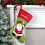 Personalised Green Christmas Stocking With Santa, thumbnail 1 of 3