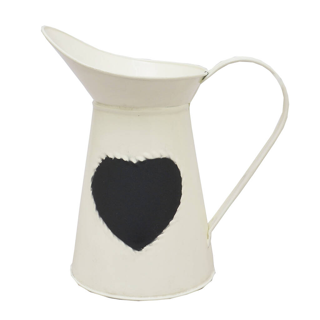 Personalised Cream Heart Pitcher Jug Vase By Dibor