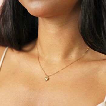 Gold Stainless Steel Antiqued Heart Pendant Necklace, 2 of 6