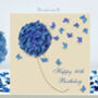 60th Birthday Butterfly And Blue Hydrangea Card, thumbnail 1 of 9