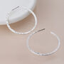 Silver Plated Textured Hoop Earrings, thumbnail 2 of 3