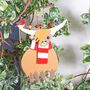 Highland Cow Coo With Scarf Christmas Tree Decoration, thumbnail 1 of 3