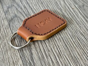 Personalised Leather Keyring, Tan, 2 of 8