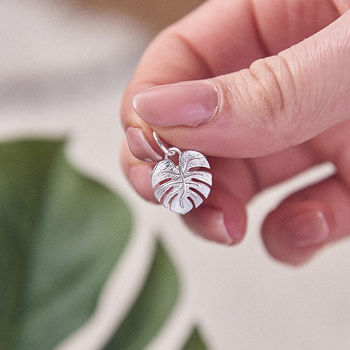 Monstera Palm Leaf Solid Silver Charm, 2 of 7