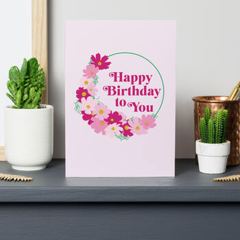 Floral Happy Birthday Card With Cosmos Flower Seed Pack, 2 of 3